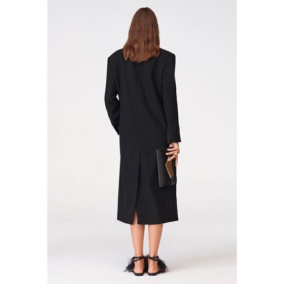 ZARA WOOL COAT WITH PLEATED LINING LIMITED EDITION BLACK MEDIUM - Picture 2 of 16